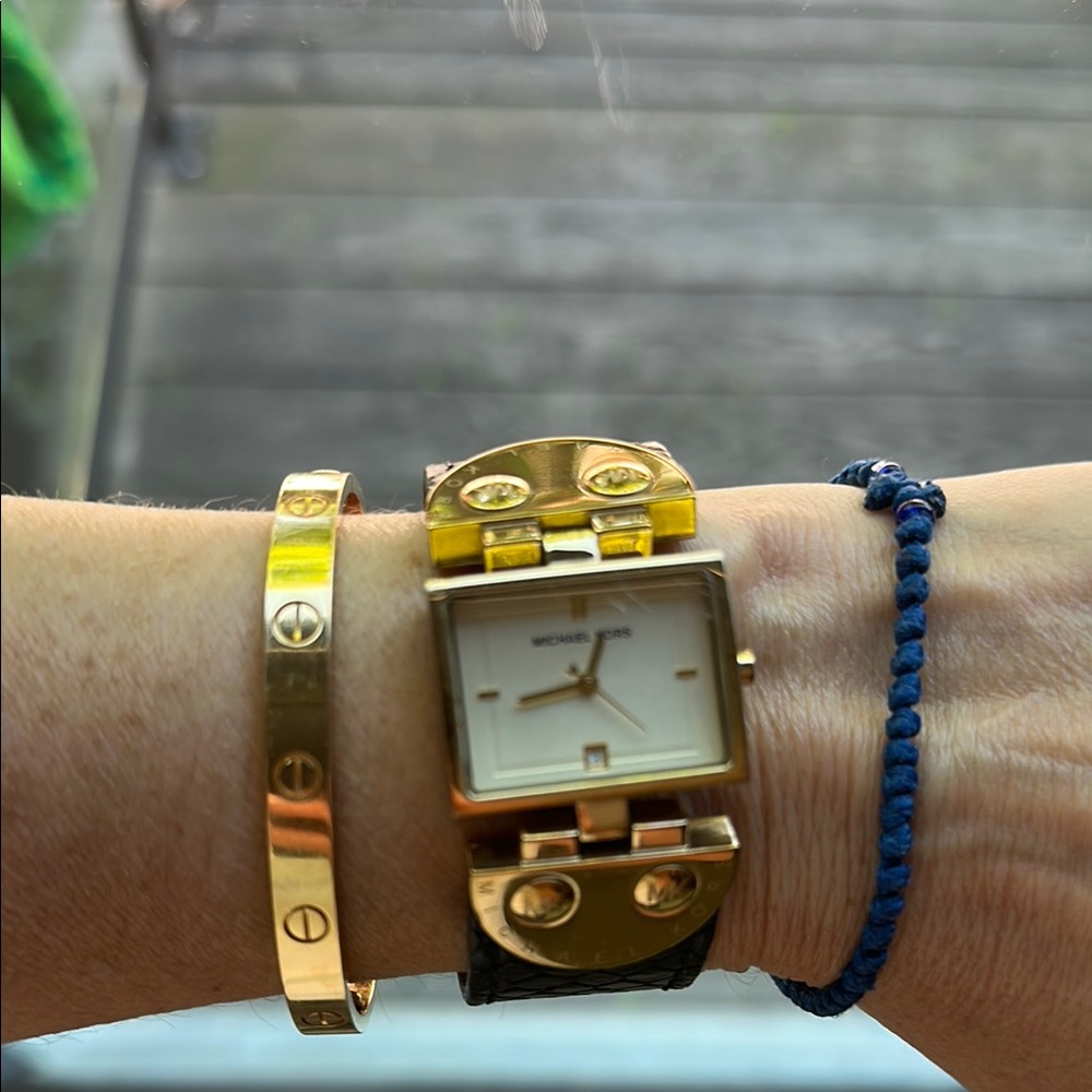 Michael Kors Gold and Brown leather  Square Watch